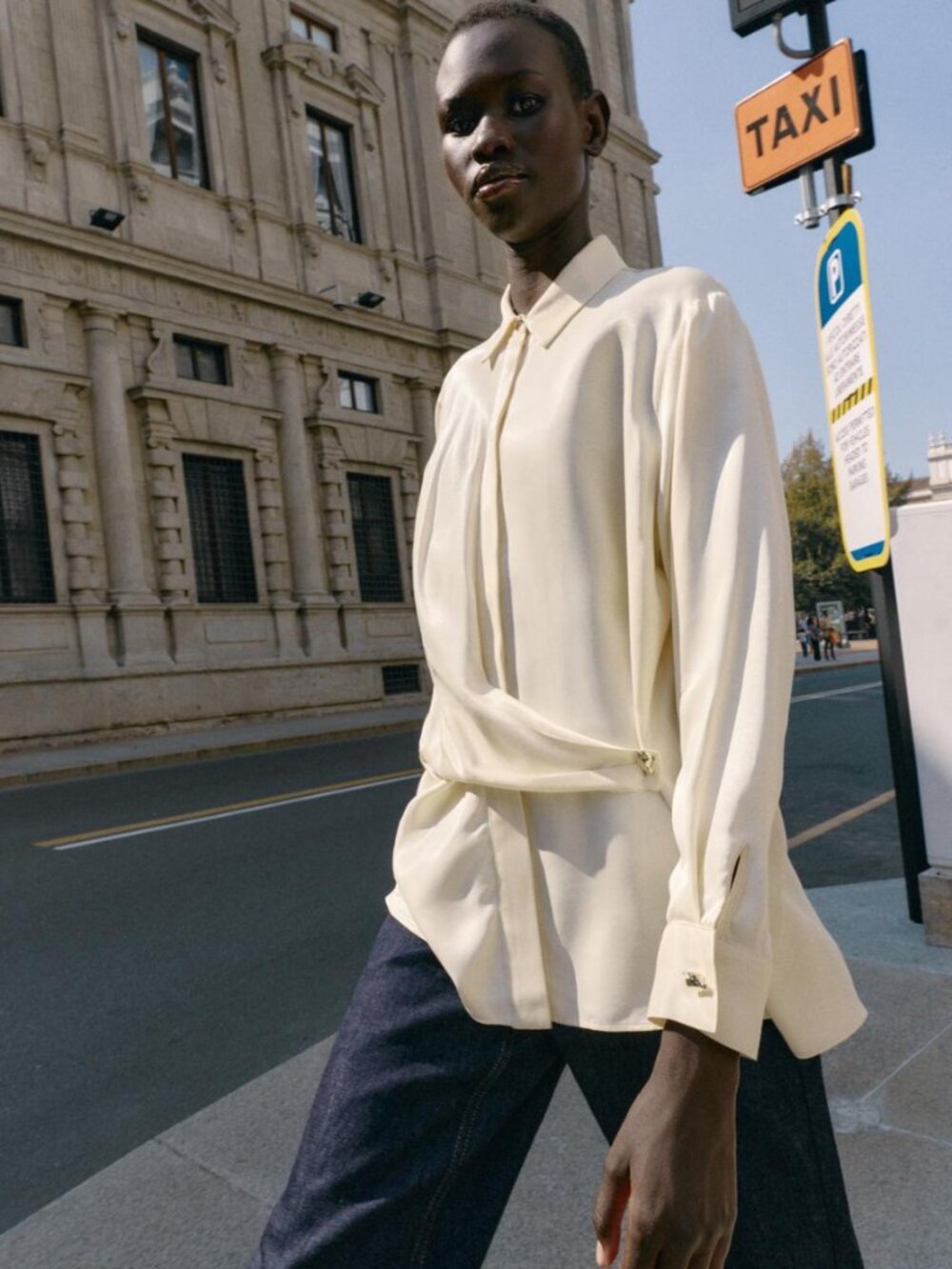 ZARA Satin Crossover Shirt - Ecru / Size S NWT - Picture 1 of 14